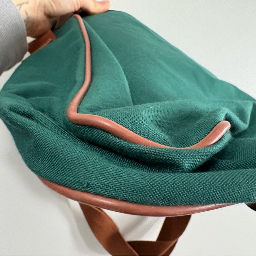 Polo Ralph Lauren Green Canvas Messenger Bag With Brown Leather Trim - Picture 9 of 14